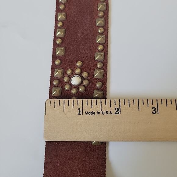 B Low the Belt Studded Rust Suede Hip Belt 34 Adjustable Boho Cowgirl Western - Picture 14 of 16